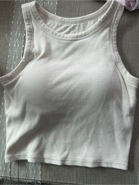 Uniqlo built in bra Ribbed Tank Top in Cream